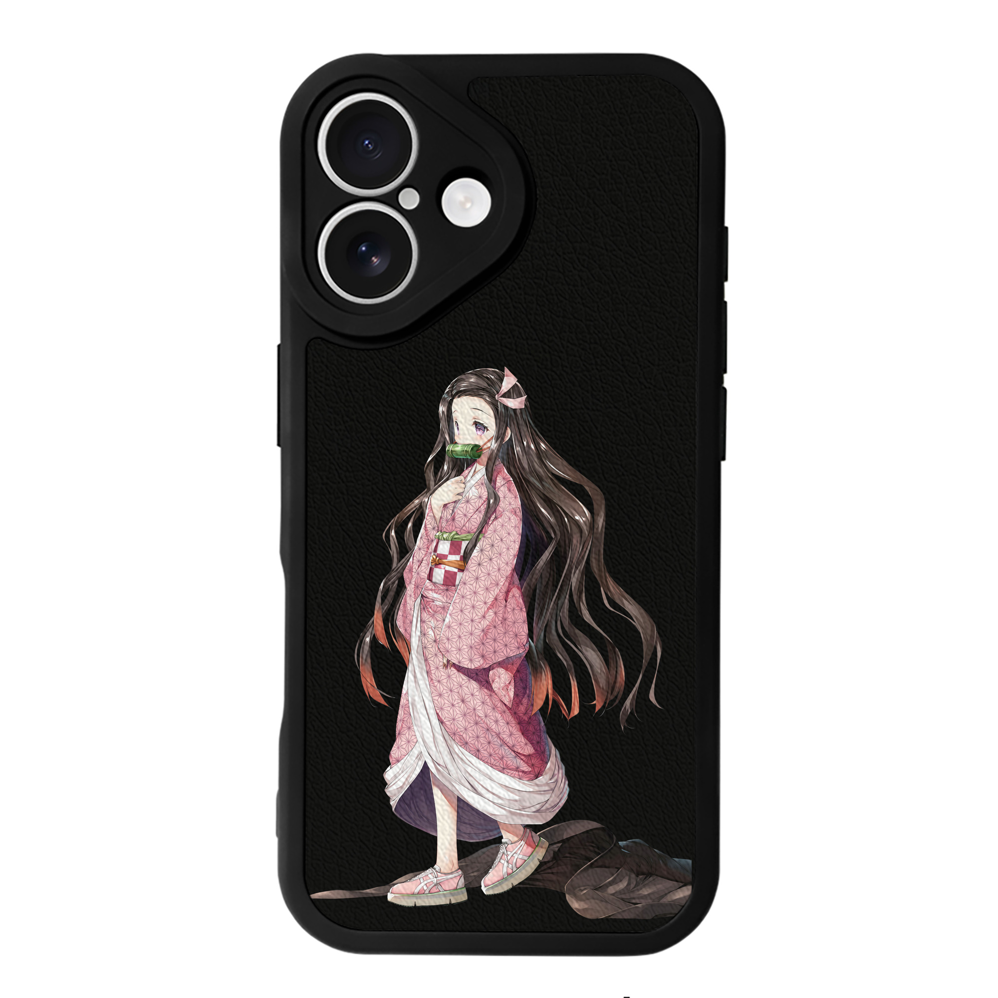 （画像用） 鬼滅の刃（きめつのやいば）竈門 禰󠄀豆子／かまど ねずこ Kamado Nezuko 【iPhone 16シリーズ対応】シリコンスマホケース（レザー調） 材質：シリコン
